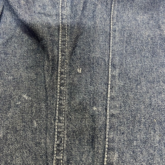 Vintage Razzle Dazzle Denim Short Sleeve Cropped Button-Up - Picture 11 of 13